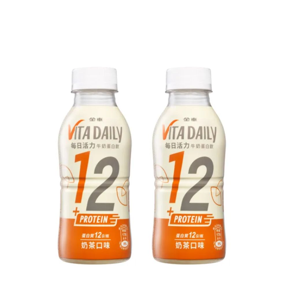 《金車》VitaDaily每日活力牛奶蛋白飲-奶茶口味350ml-24罐/箱x2箱