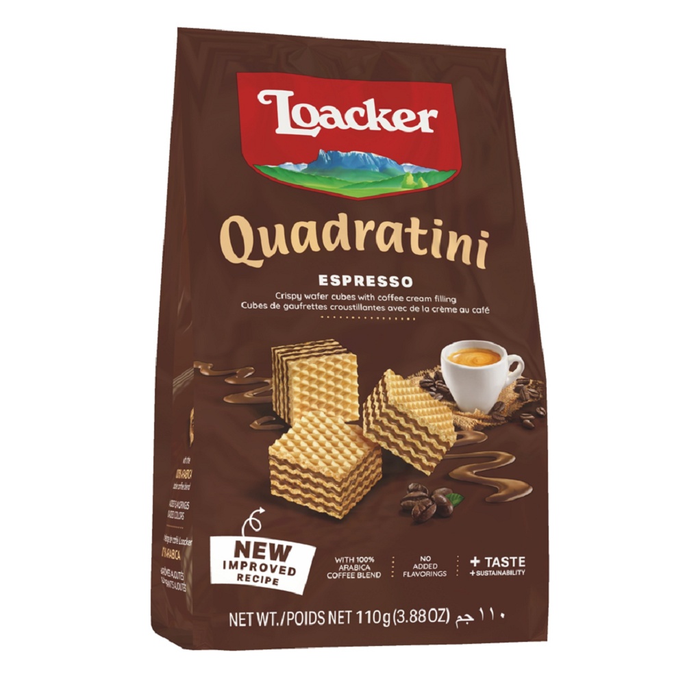 《Loacker》義大利萊佳方角哈斯餅-濃縮咖啡味(110g)