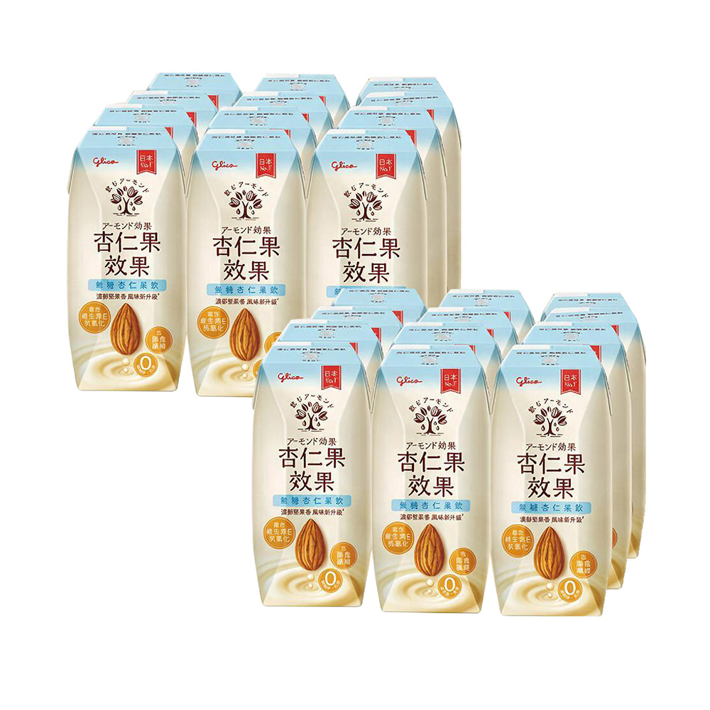 【Glico 格力高】杏仁果效果 原味/無糖 杏仁果飲(200mlX24入)