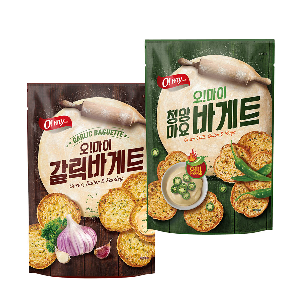 【O!my歐邁福】法式麵包餅乾80g (香蒜奶油口味/青陽辣椒美乃滋口味)