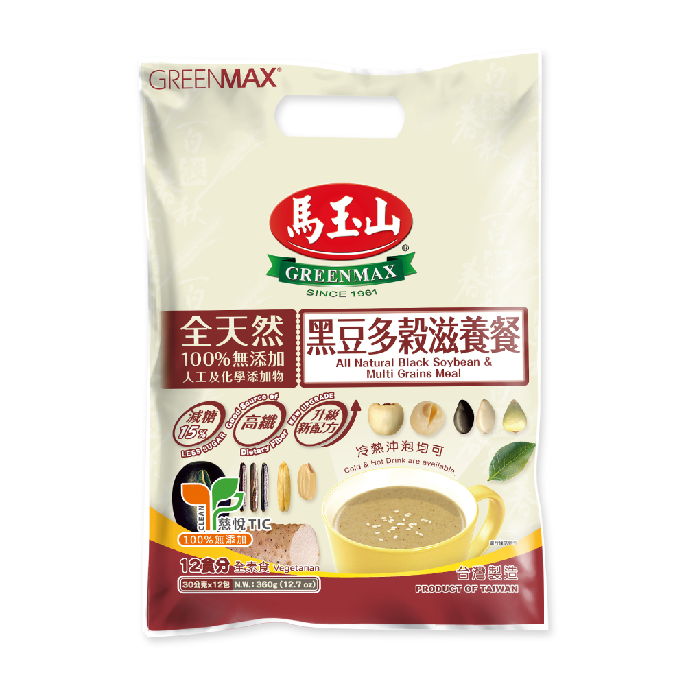 《馬玉山》全天然黑豆多穀滋養餐(30g*12入/袋)
