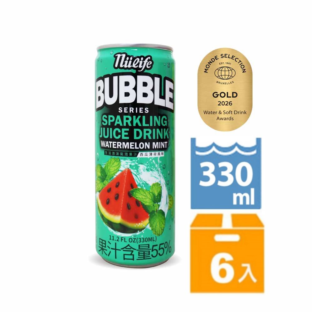 NuLife 生活 生活泡沫西瓜氣泡果汁系列330ml(6入/組)荔枝/薄荷/百香果/鳳梨