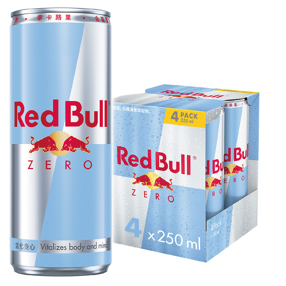 Red Bull 紅牛零卡能量飲料250ml 4罐/組