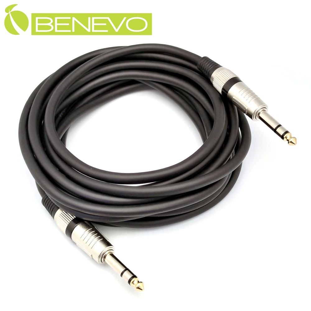 BENEVO 5米 TRS型式6.3mm公對公雙聲道/平衡聲音連接線