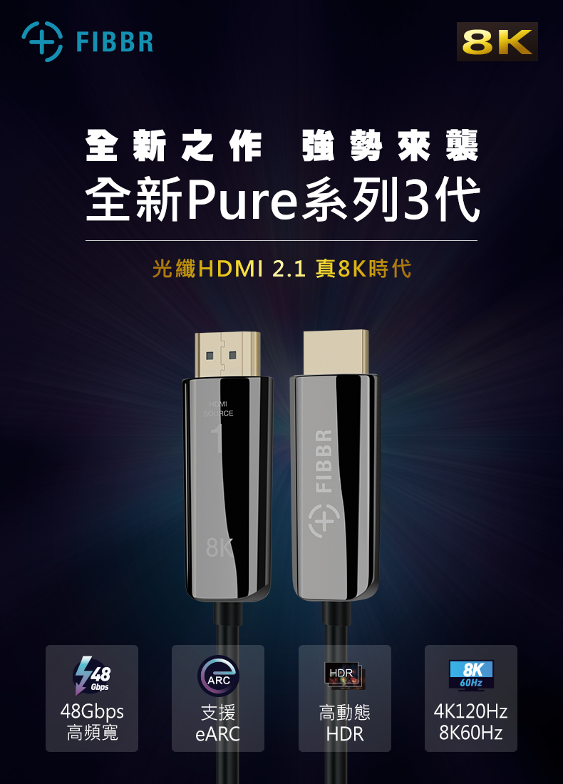 FIBBR Pure3-8K HDMI 2.1光纖線1.5M - PChome 商店街