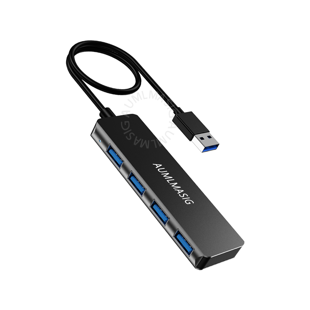 【AUMLMASIG】4合1 USB-A擴充隨身集線器 USB-A 4in1-HUB 全金屬機身 USB3.2 gen1-Connector 支持2種TYPE C /USB-A 輸入 線材黑色編織網包覆耐用防刮 送type-c金屬轉接頭/全金屬機身/傳輸速度快/速擴充設備/輕鬆好攜帶