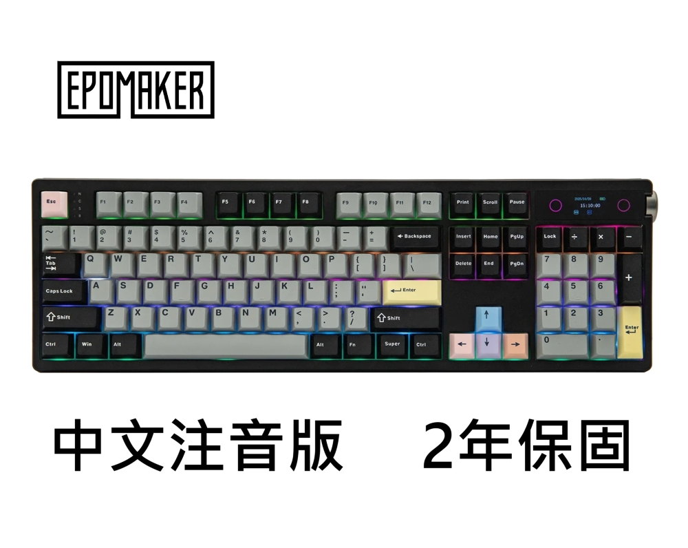 EPOMAKER 創世玩家 TH108 PRO 全尺寸三模 智慧螢幕 RGB 機械鍵盤 黑色