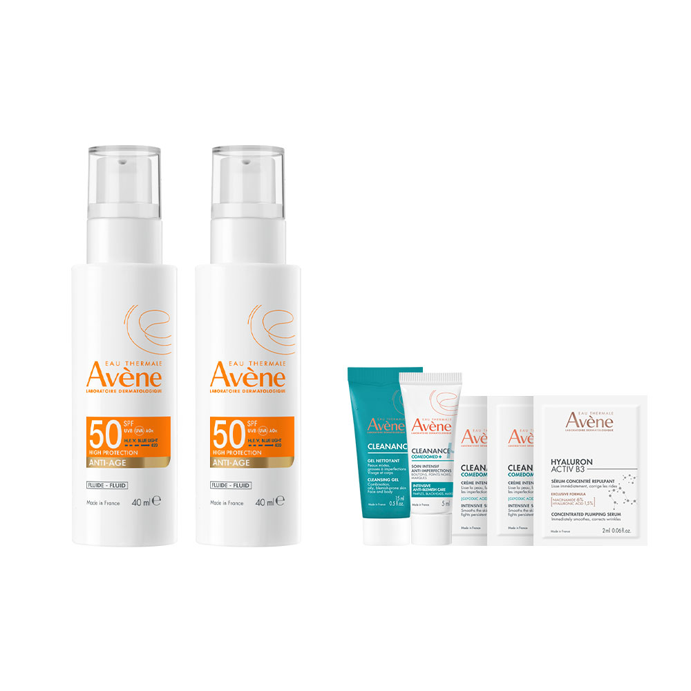 AVENE雅漾 雅漾亮彈撫紋防曬乳SPF50 40ml 2入