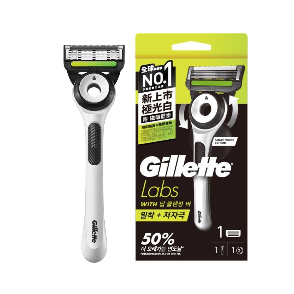 【Gillette 吉列】Labs 極光系列刮鬍刀 極光白 (1刀架1刀頭)