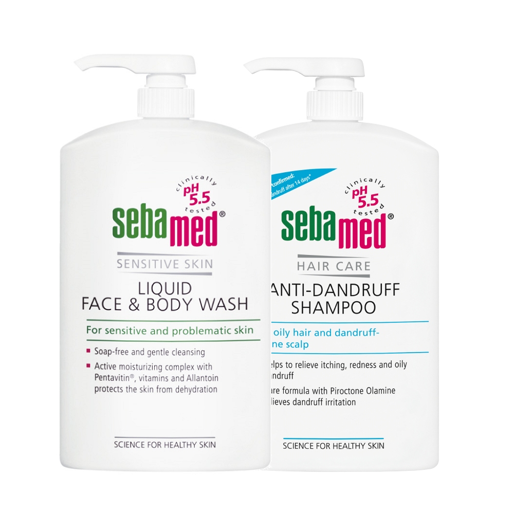 施巴5.5 sebamed 潔膚露1000ml+(溫和/油性抗屑)洗髮乳1000ml任選x1