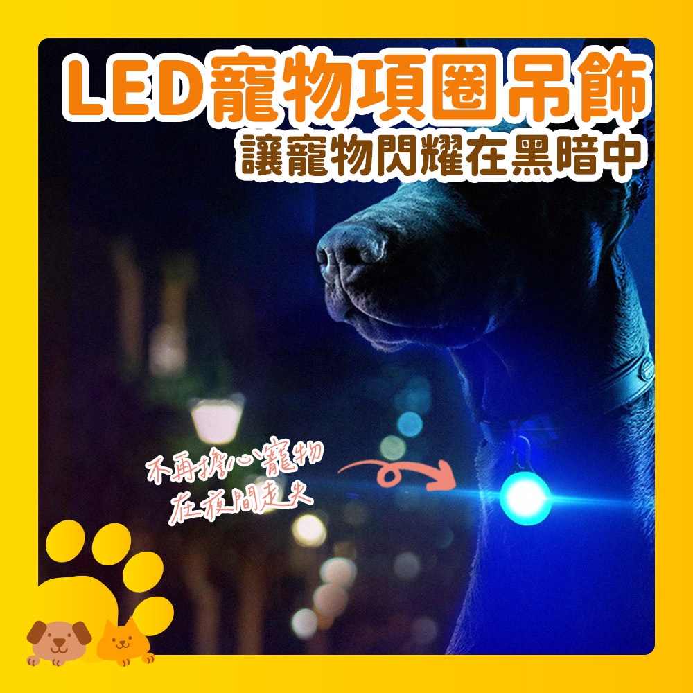 LED寵物項圈吊飾S 橘色(5.5*2.5cm) - PChome 商店街