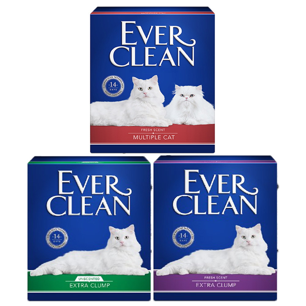 【2入組】EVER CLEAN藍鑽<多貓抑菌(微香)/植萃除臭貓砂(微香)/低敏除臭貓砂(無香)> 8.5kg