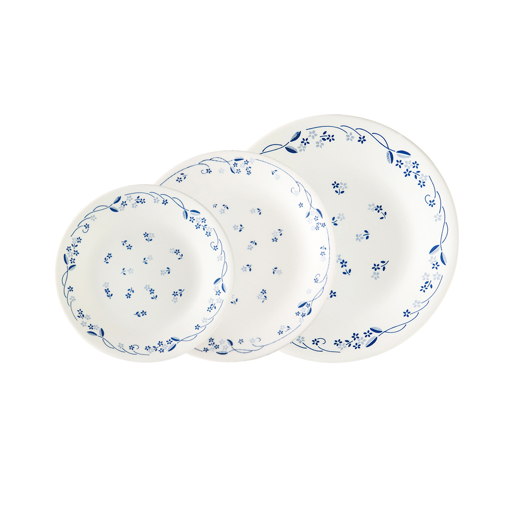 【美國康寧 CORELLE】古典藍3件式平盤組