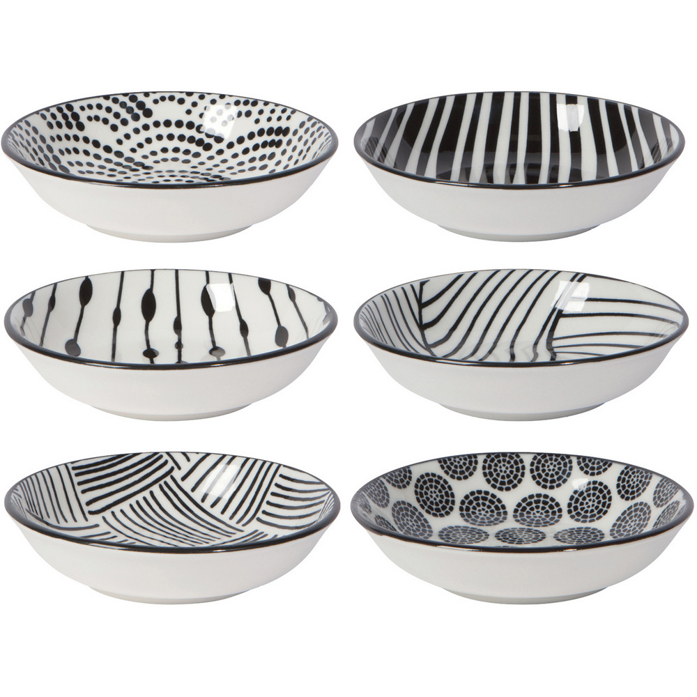 NOW 紋繪瓷製醬料碟6入(黑9cm)