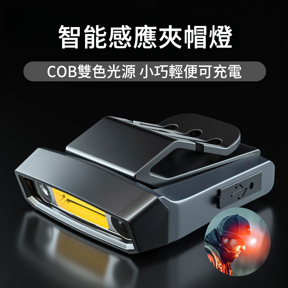 LUYOO 智能感應夾頭燈 LED多功能帽夾燈 露營燈 探照燈