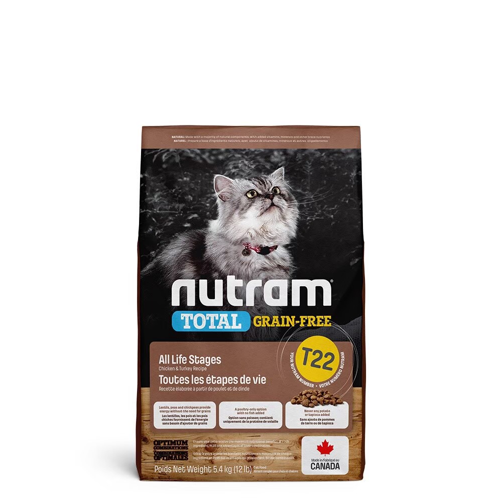 【Nutram紐頓】T22 無穀火雞+雞肉挑嘴全齡貓2KG