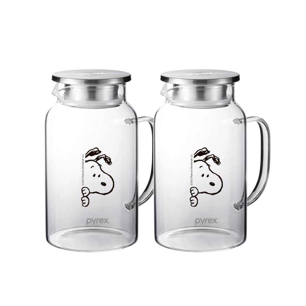 康寧PYREX SNOOPY 黑白復刻耐熱玻璃壺 兩入組