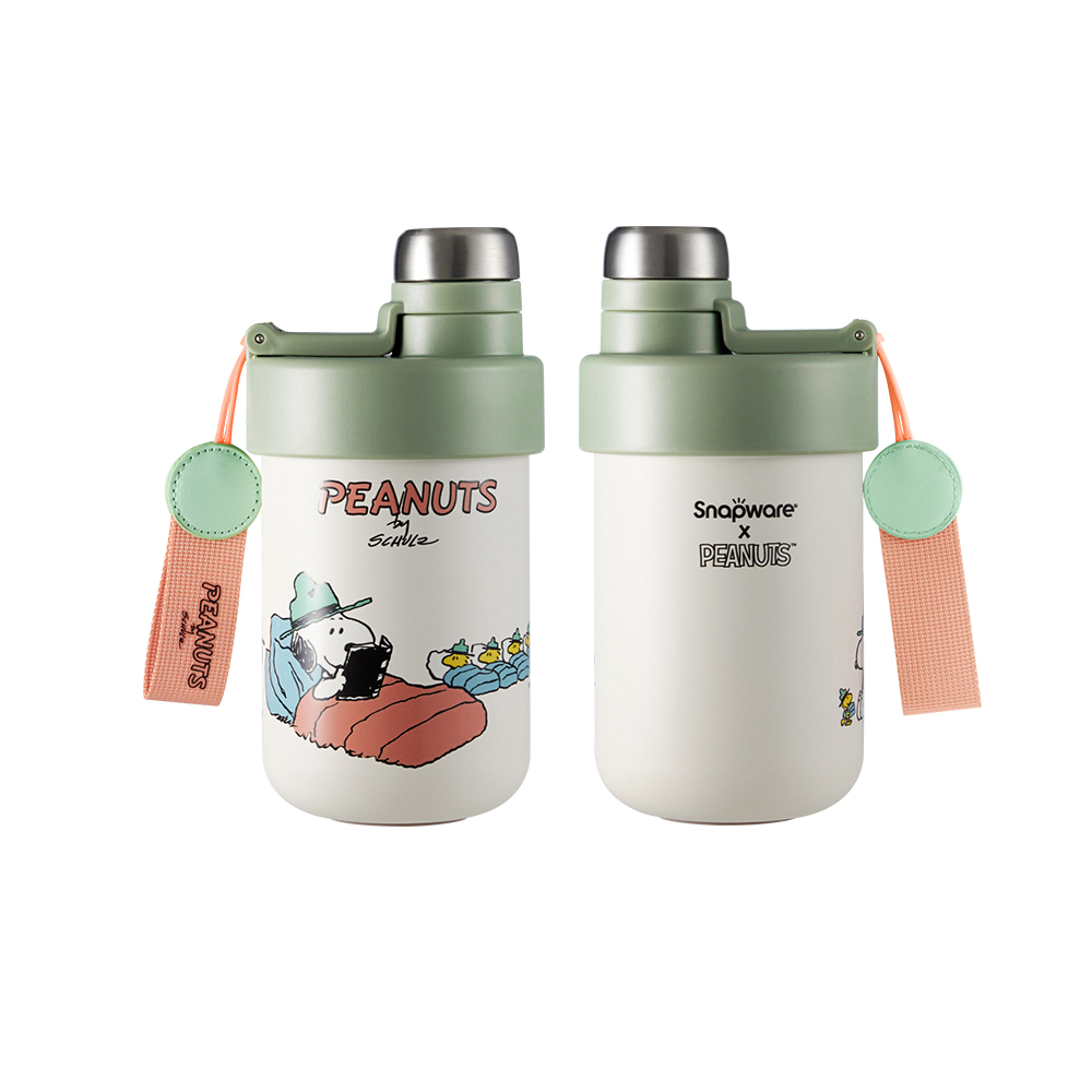 康寧 Snapware SNOOPY 鋅動輕瓷不鏽鋼雙飲保溫杯610ML 兩入組