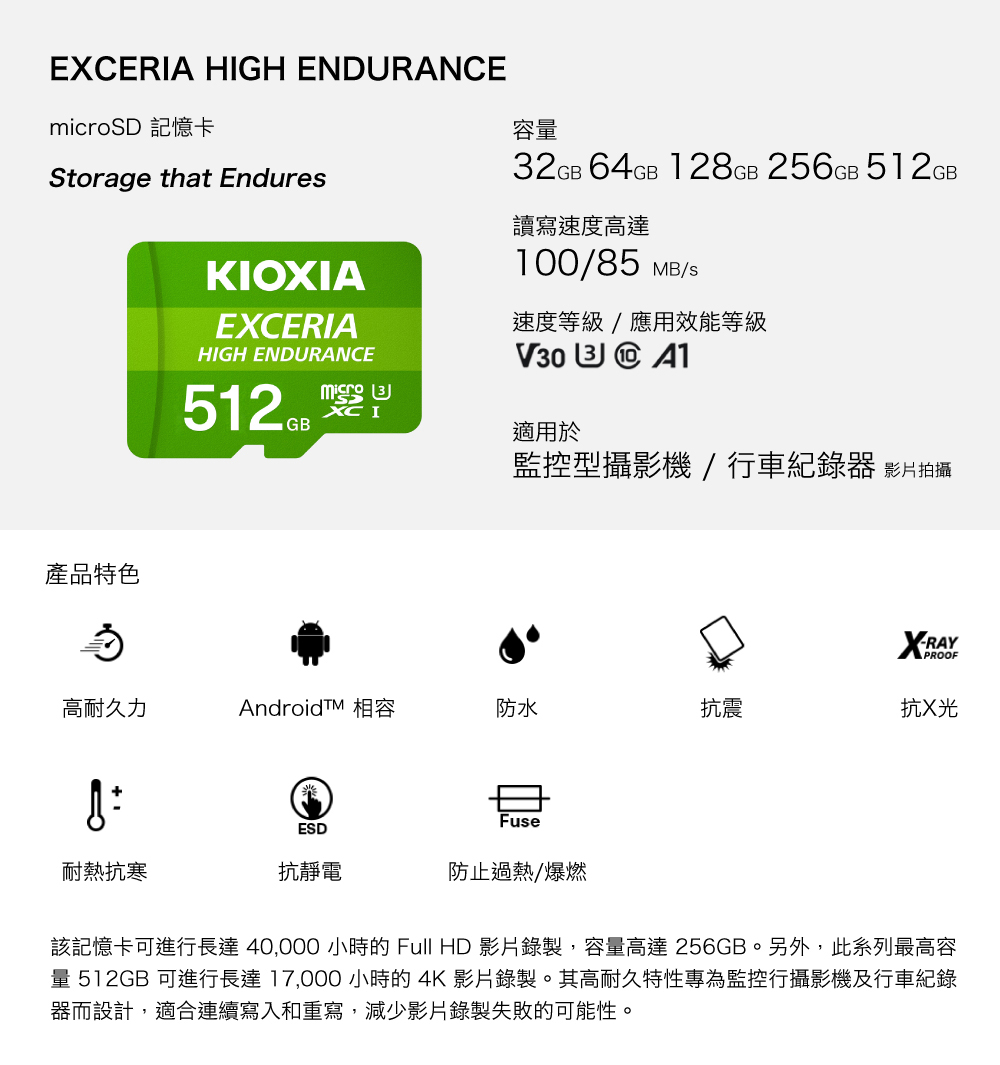 KIOXIA EXCERIA HIGH ENDURANCE Micro SDHC UHS-I (U1/V10/A1) 32GB