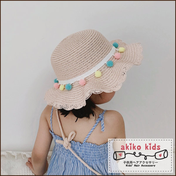 akiko kids】流蘇球球兒童編織遮陽草帽+小包組(2-8歲適用) - PChome 商店街