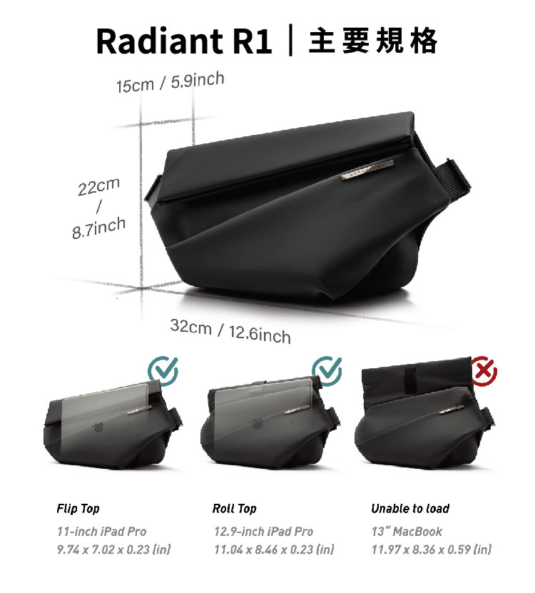 Urbanature | Radiant R1 極速行動單肩包- 酷黑- PChome 商店街