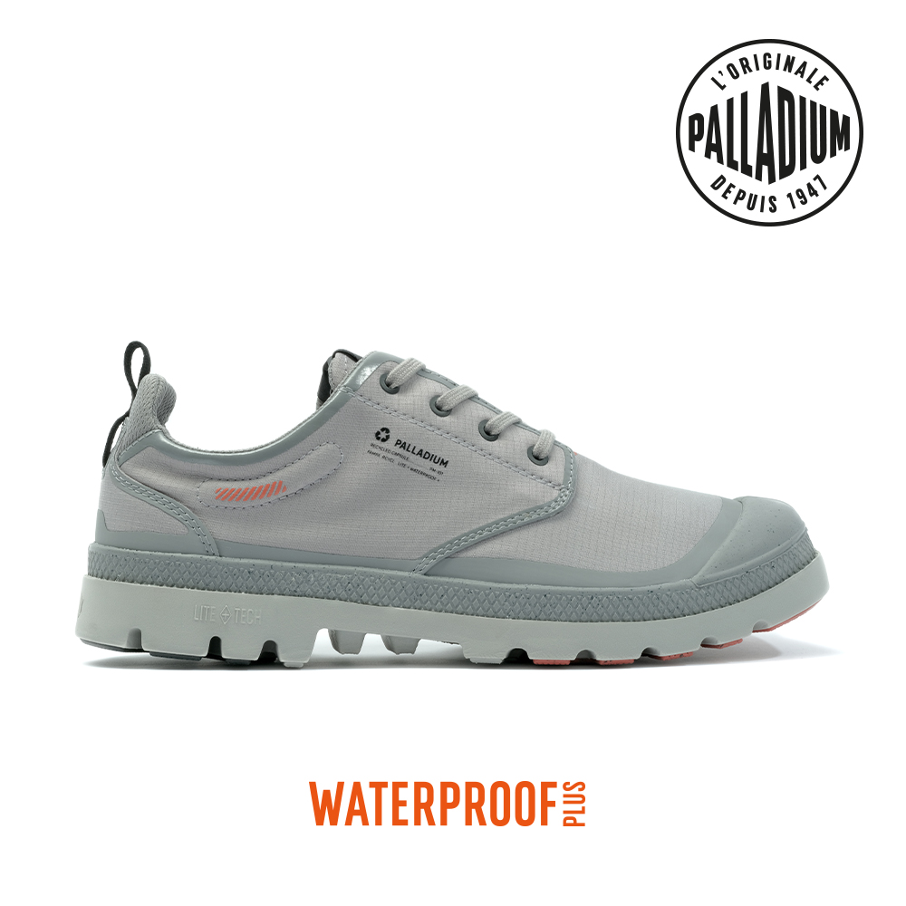 PALLADIUM PAMPA LO RCYL L+ WP+再生科技輕量橘標低筒防水靴-中性-鈦灰