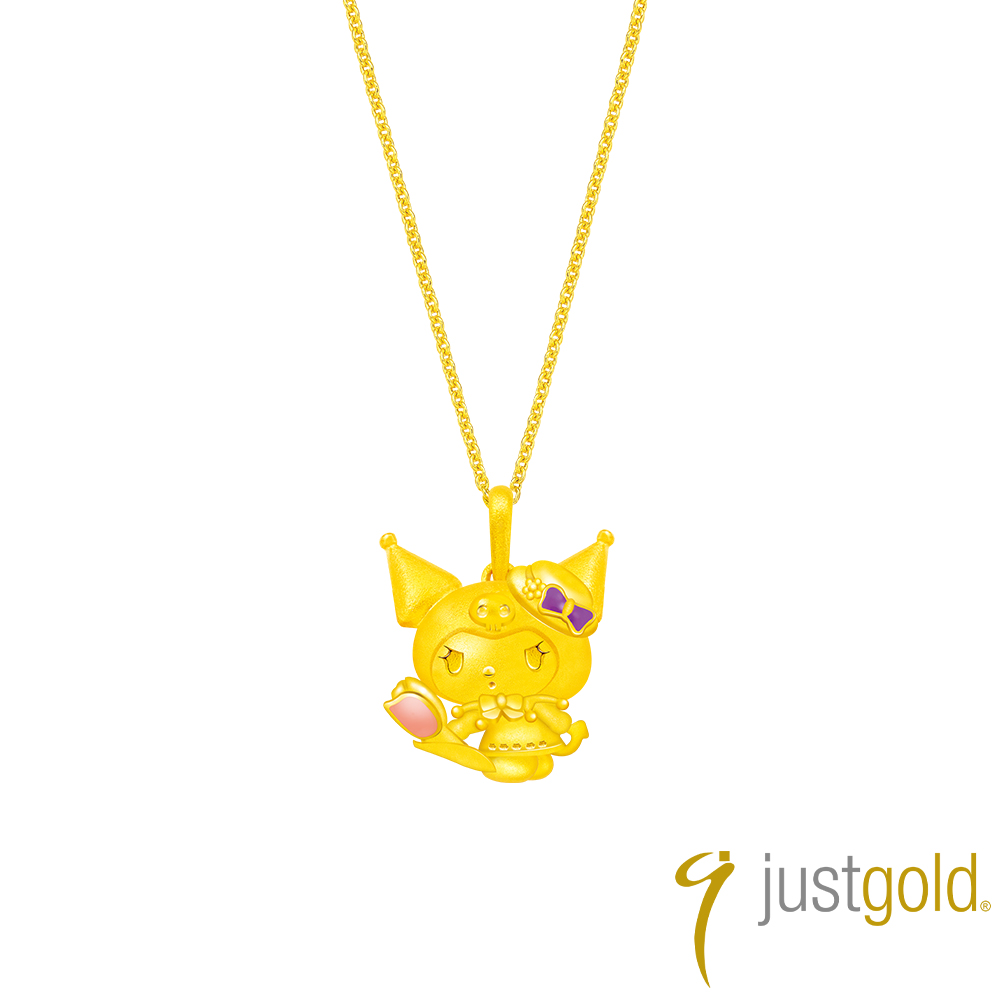 Just Gold 鎮金店 酷洛米 Kuromi 復古野餐趣-鬱金香 黃金吊墜(不含鍊)