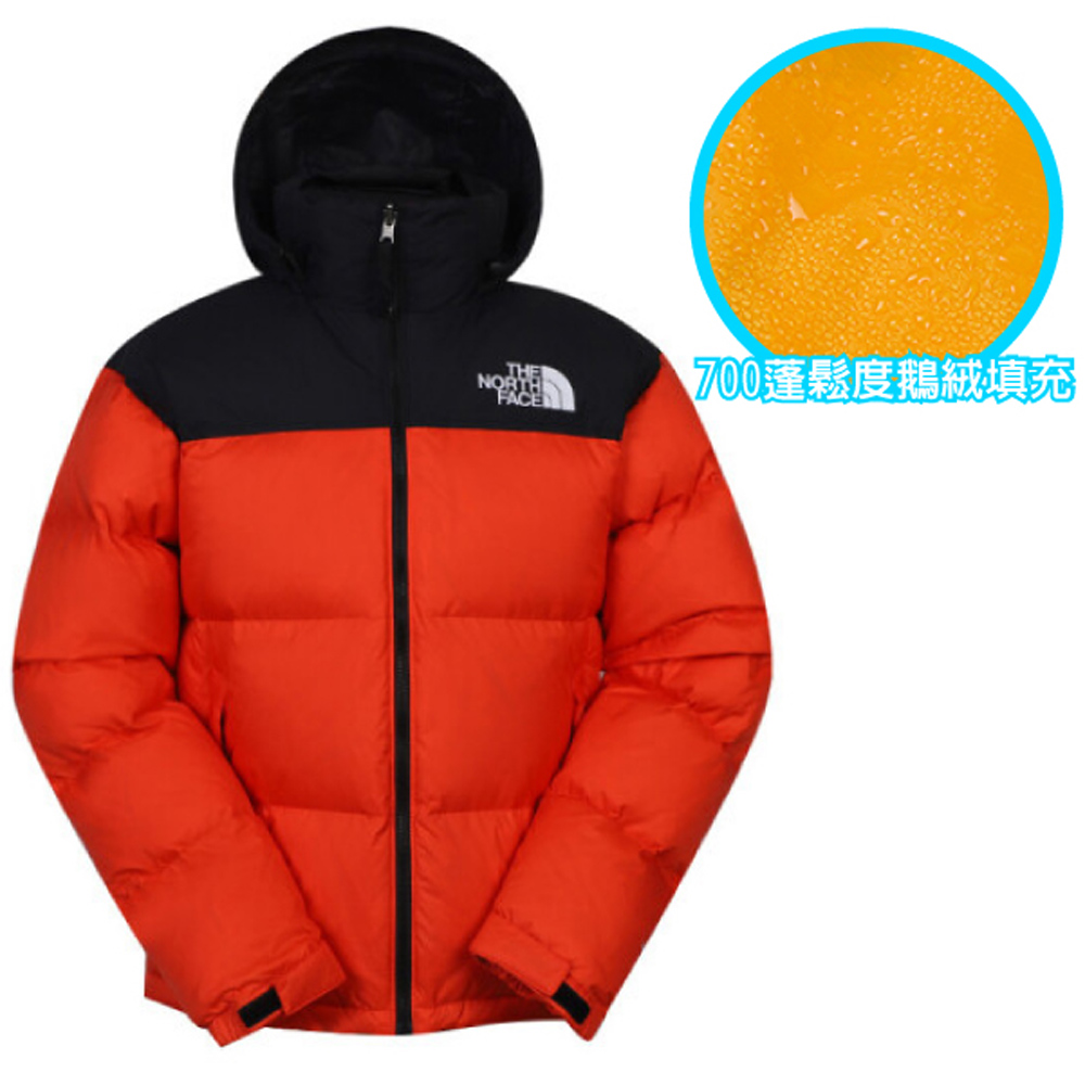 The North Face 北面 最強保暖 ICON_經典配色透氣鵝絨外套(700FP)羽絨衣夾克.登山滑雪旅行/3C8D-R15 火焰红