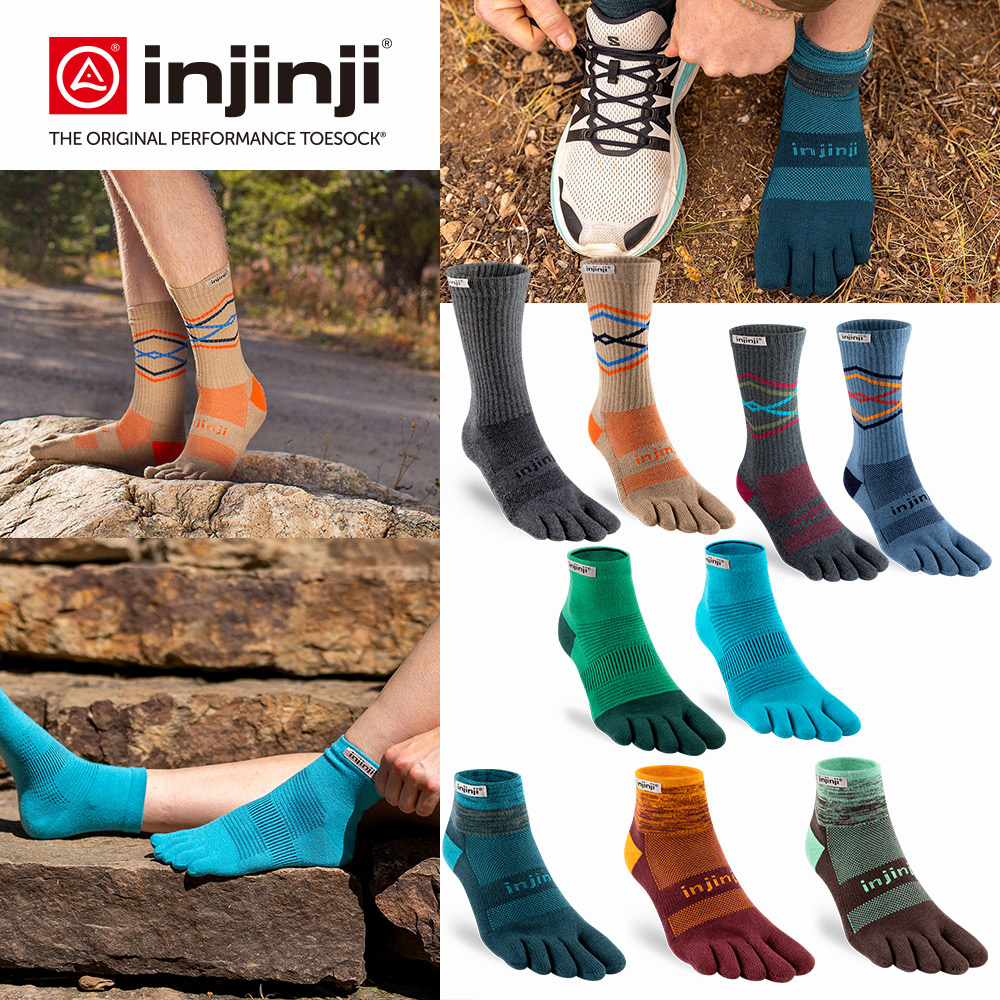 INJINJI 3件組五趾襪-中筒襪+短襪+隱形襪|避震緩衝 推薦路跑用 慢跑 馬拉松襪