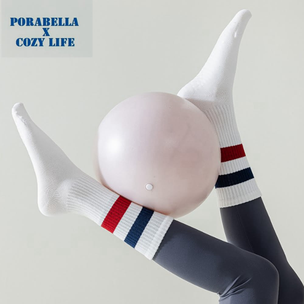 PORABELLA 女襪 瑜珈襪 中筒襪 撞色襪 運動襪 止滑襪 撞色瑜珈襪 止滑瑜珈襪 撞色中筒襪 YOGA SOCKS