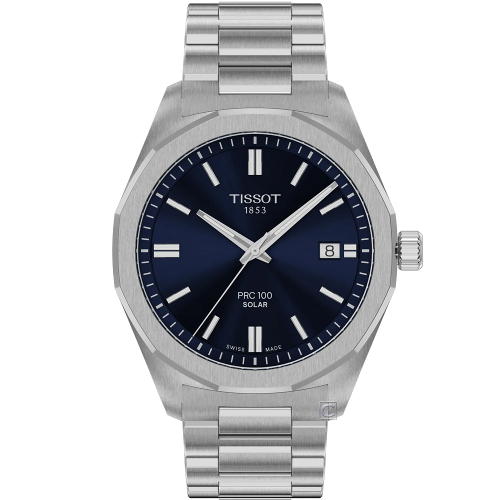 TISSOT 天梭錶 官方授權 PRC 100系列 Solar太陽能腕錶 男錶 手錶-T1514221104100/39mm 藍色