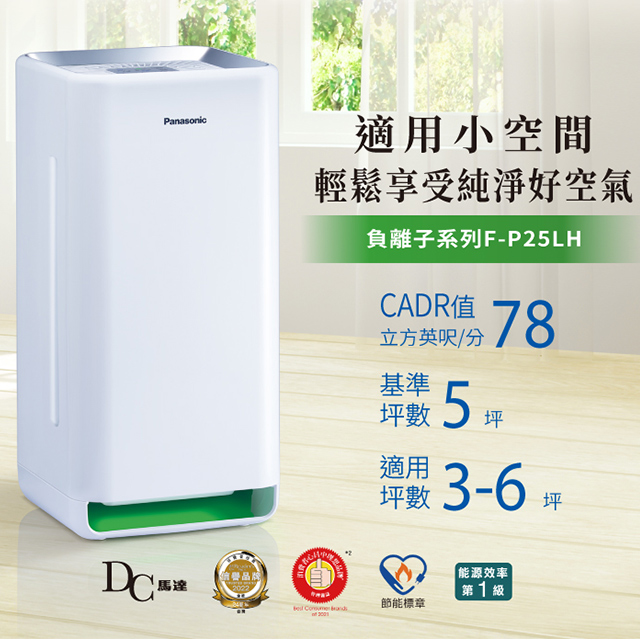 Panasonic 國際牌5坪負離子一級能效清淨機F-P25LH