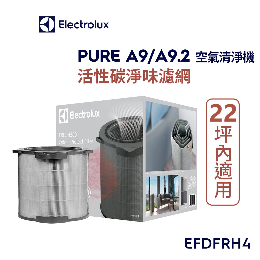 【Electrolux 伊萊克斯】PURE A9/A9.2 空氣清淨機活性碳淨味抗菌濾網組- 22坪以內適用(EFDFRH4)