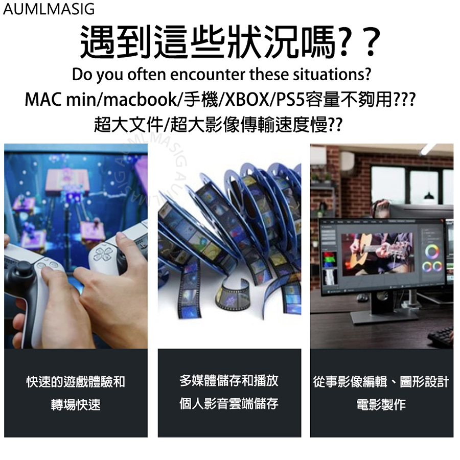 【AUMLMASIG全通碩】光速傳輸 USB4 40GBPS TO M.2 SSD 隨身硬碟盒 支持雷電4協議/主動式散熱 USB4.0 40Gbps 光速傳輸 支持各大品牌SSD USB TYPE-C 輸出 大容量行動硬碟 全鋁機身+渦輪風扇 免驅動隨插即用 鋁鎂合金強散熱 附送USB4.0 C TO C雙線套餐