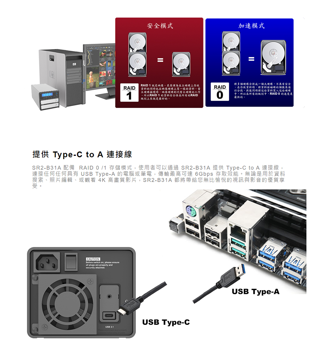 STARDOM SR2-B31A (銀色) 3.5吋/2.5吋USB3.2 2bay 磁碟陣列設備