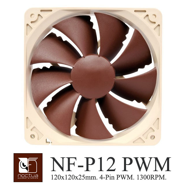 Noctua NF-P12 PWM 120mm / 1300RPM SSO 磁穩軸承靜音風扇-鋸齒形扇葉靜音設計