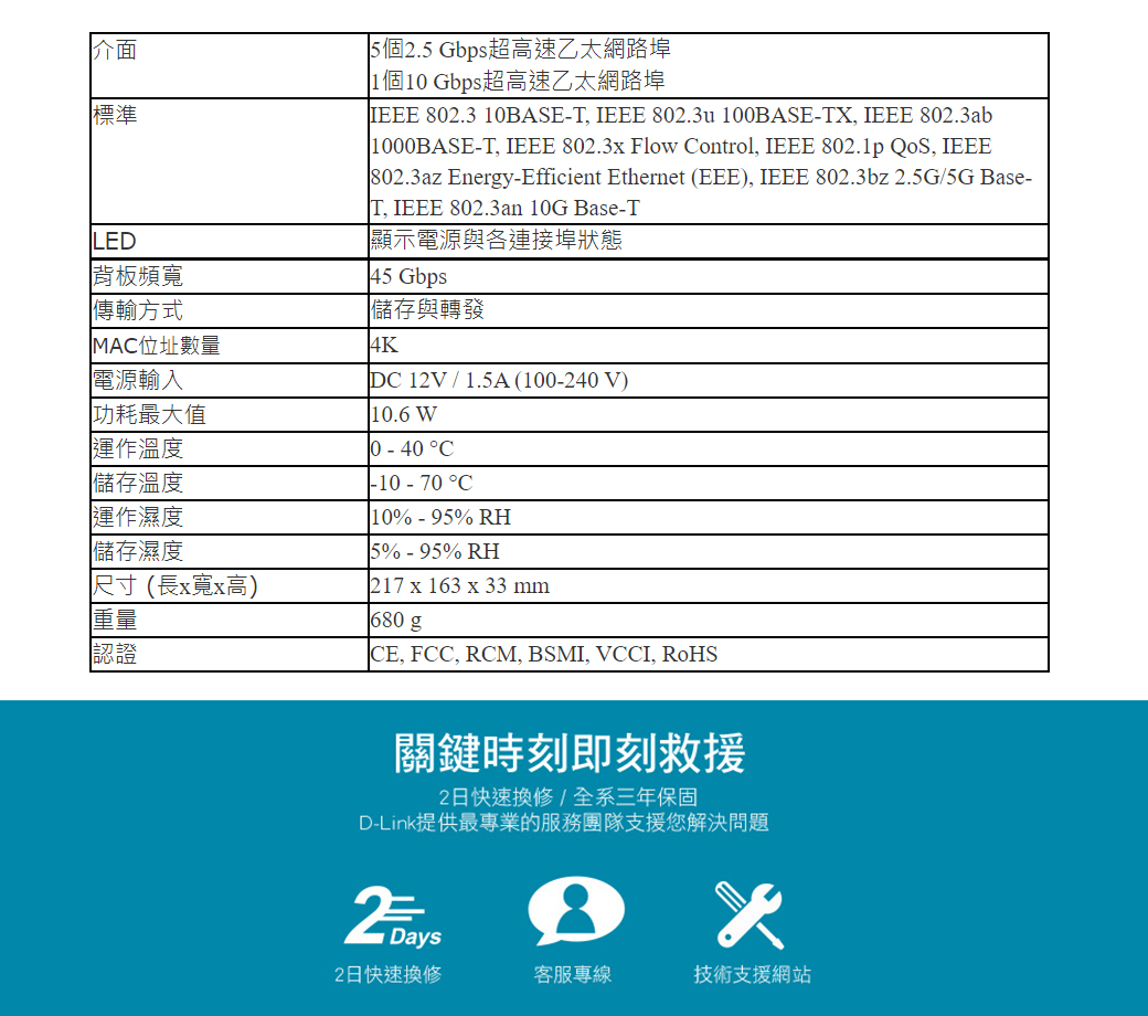 D-Link友訊DMS-106XT Multi-Gigabit多網速交換器- PChome 商店街