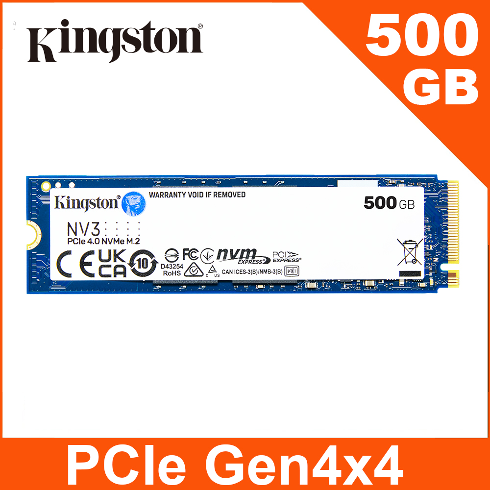 金士頓 Kingston NV3 500GB M.2 2280 NVMe SSD 固態硬碟 (SNV3S/500G)