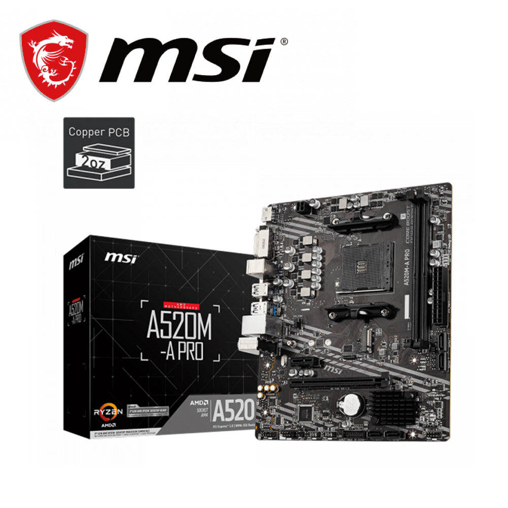 微星 A520M-A PRO 主機板+AMD R7 5800XT MPK 裸裝含風扇/8核/16緒
