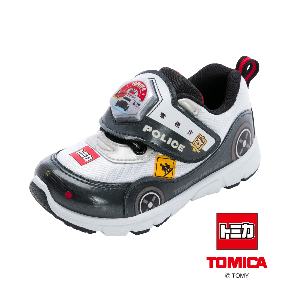 【TOMICA】多美小汽車 童鞋 電燈運動鞋 深灰白/TAKX54759