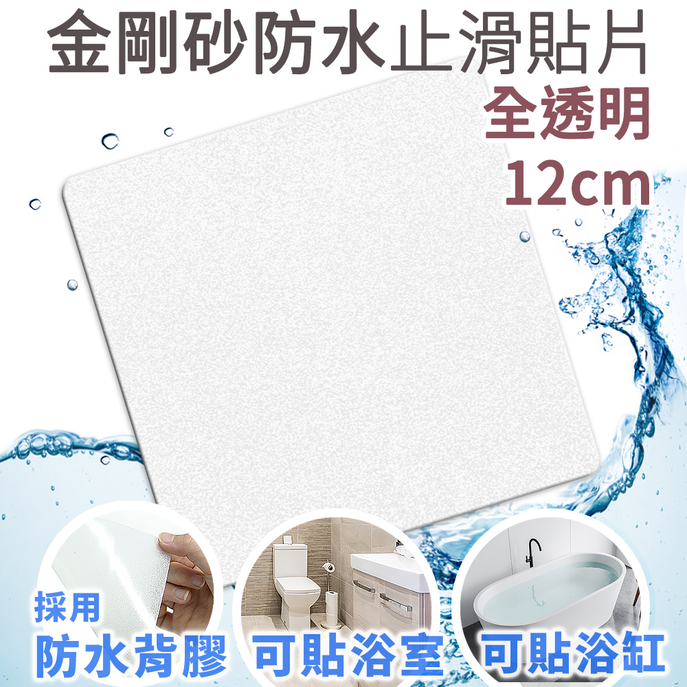 Echain Tech 熊掌防滑貼片 金鋼砂防滑貼片 防水止滑貼片- 全透明 方形12x12cm