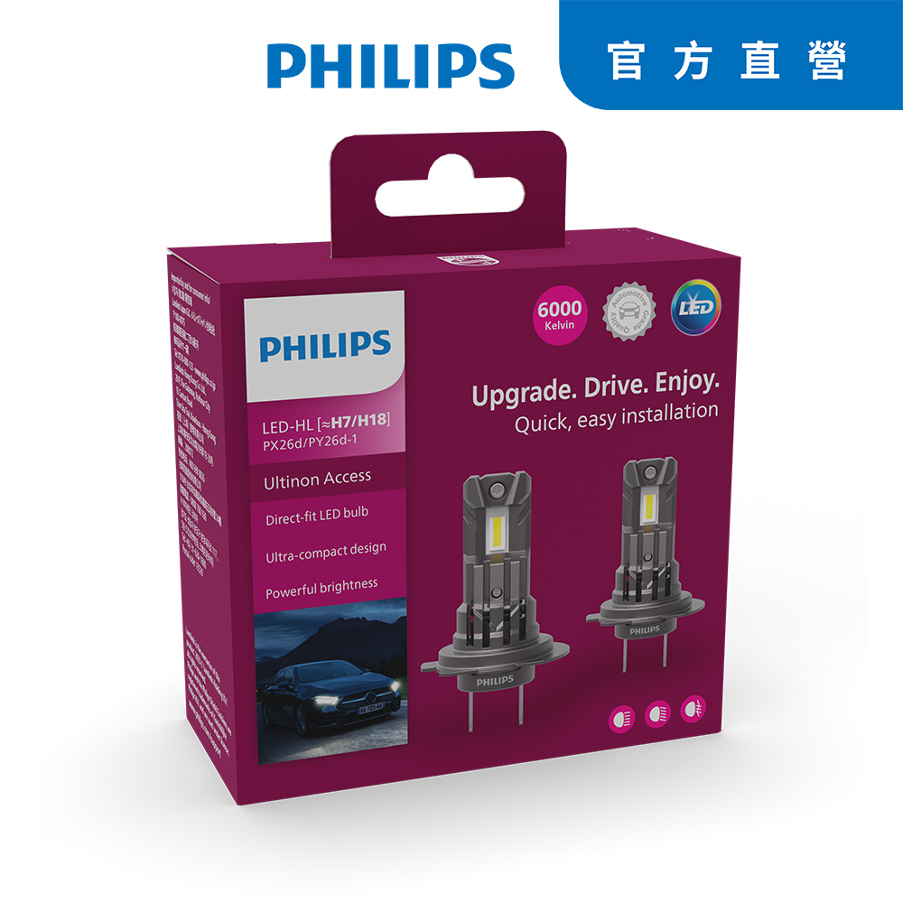PHILIPS飛利浦LED U2500 直上升級型頭燈 +80% 白光6000K