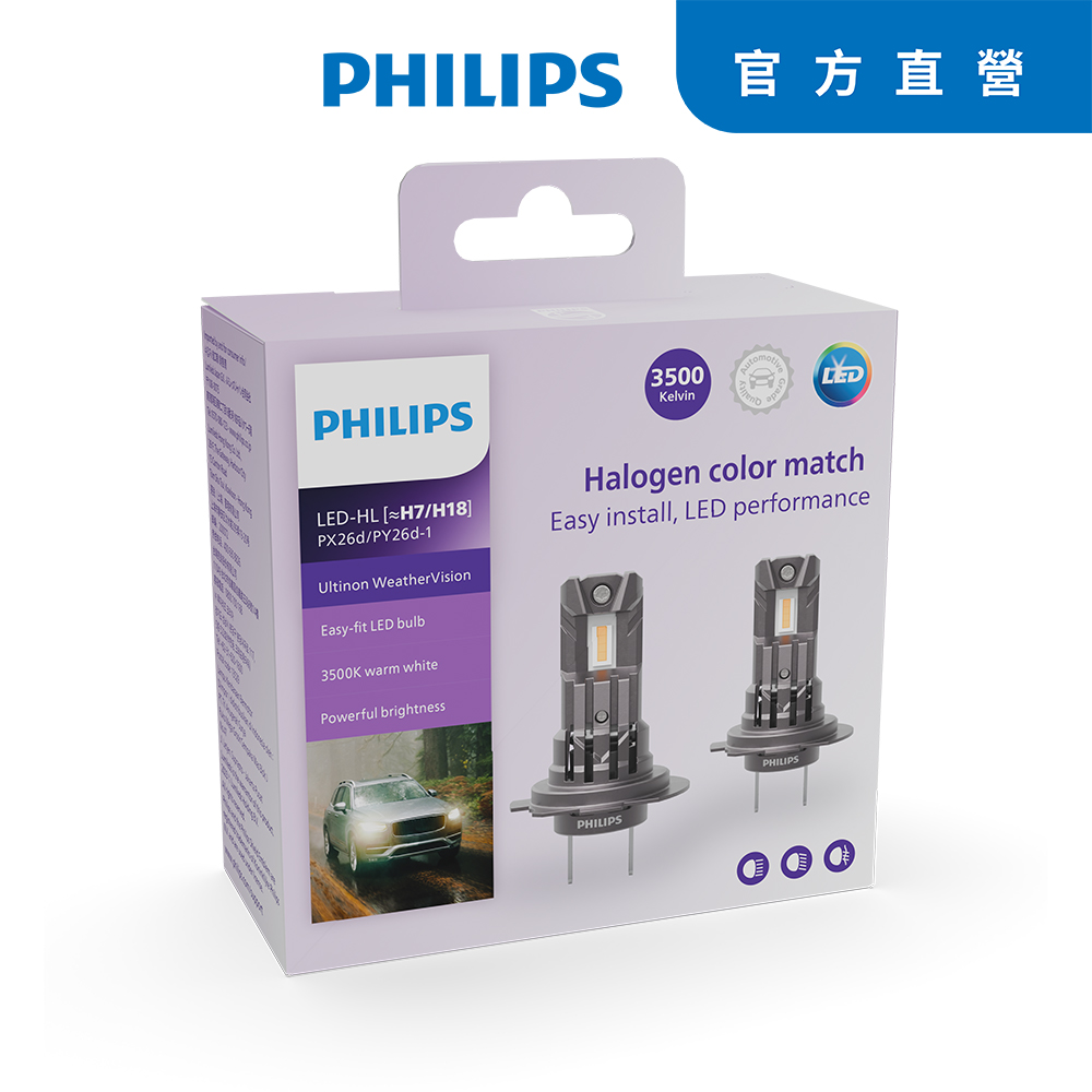 PHILIPS飛利浦LED U2510恆星光直上升級型頭燈 黃光3500K(兩入裝)公司貨