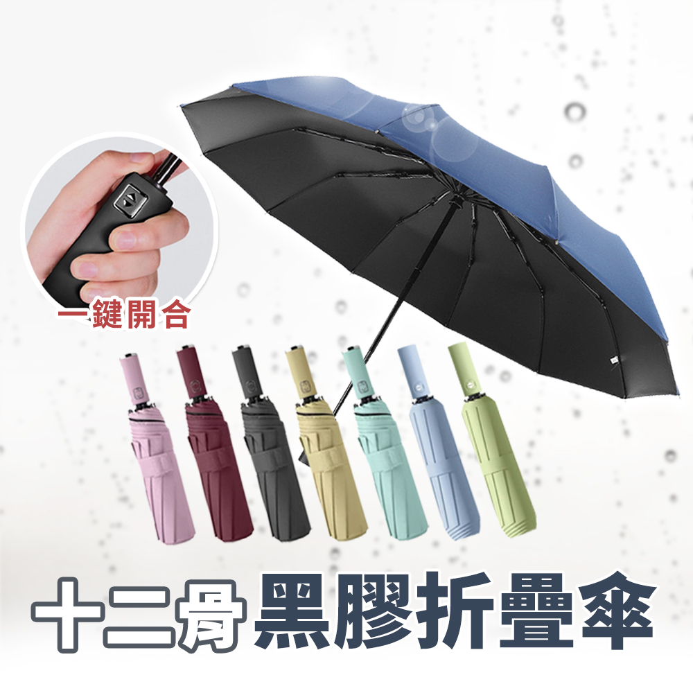 RAIN KING自動傘 折疊傘 摺疊傘 12骨 雨傘 一鍵開收 加大傘面 PChome 24h購物