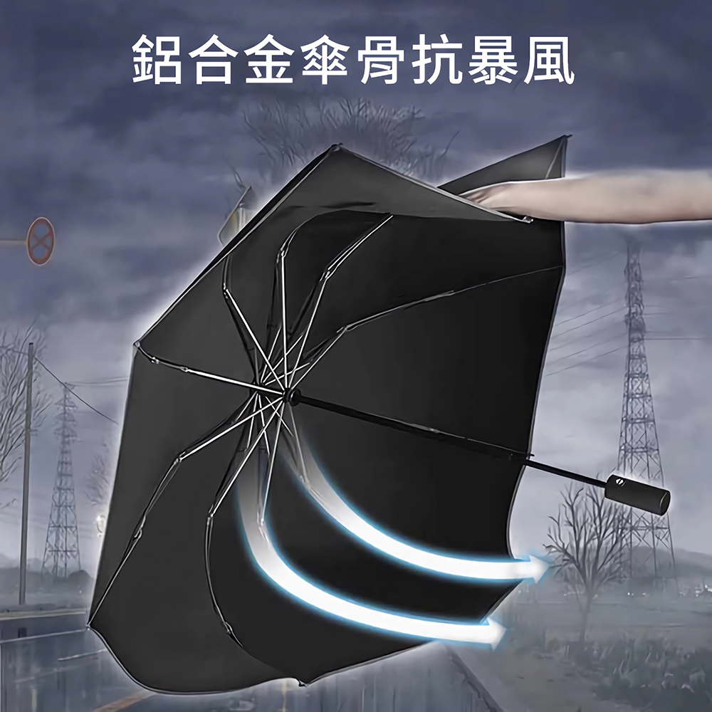 Bosum 27吋超大傘面 鋁合金10骨加固 抗暴風雨傘 多人撐傘免淋濕 安全增亮反光條 自動折疊傘摺疊傘