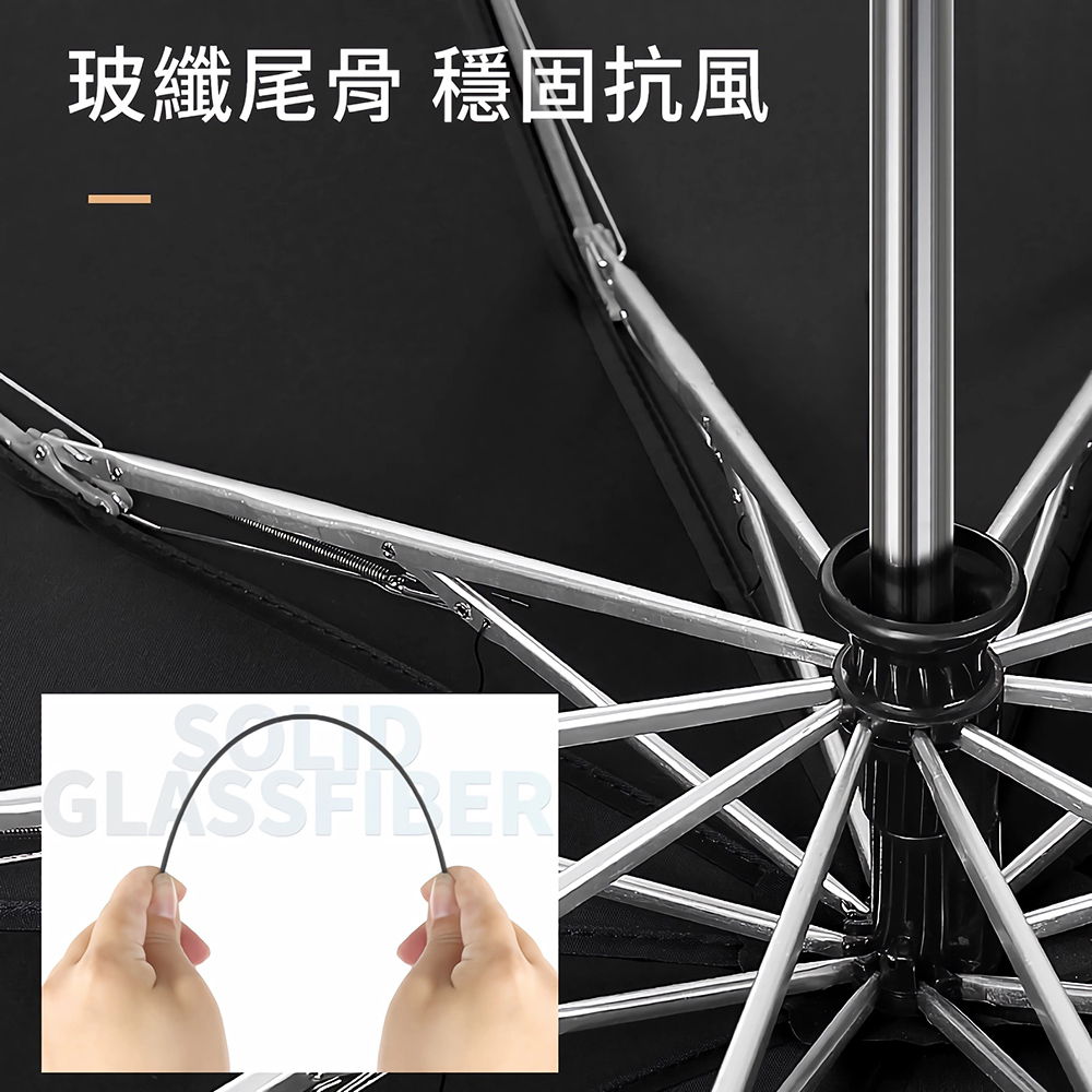 Bosum 27吋超大傘面 鋁合金10骨加固 抗暴風雨傘 多人撐傘免淋濕 安全增亮反光條 自動折疊傘摺疊傘