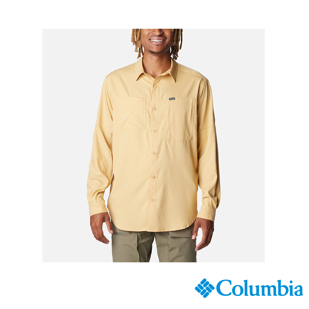 Columbia 哥倫比亞 男款-UPF50超防曬快排長袖襯衫-黃色 UAE16830YL (2024春夏)