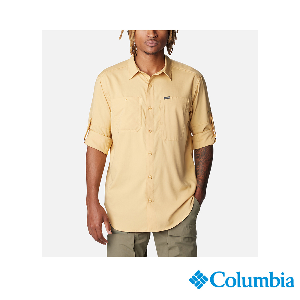 Columbia 哥倫比亞 男款-UPF50超防曬快排長袖襯衫-黃色 UAE16830YL (2024春夏)