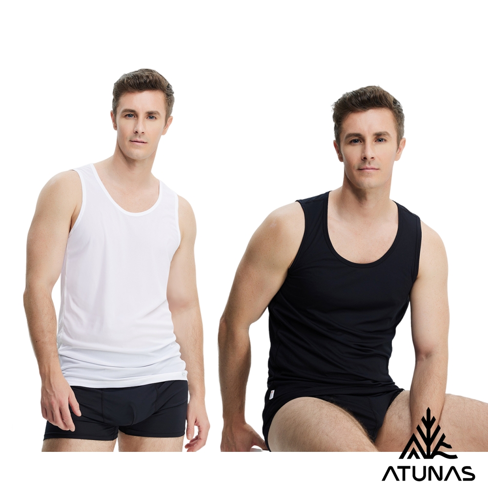 ATUNAS 歐都納 男款零著感抑菌機能無袖背心內著 A1UCCC03M黑、白/吸濕排汗/抗臭透氣/輕柔舒適
