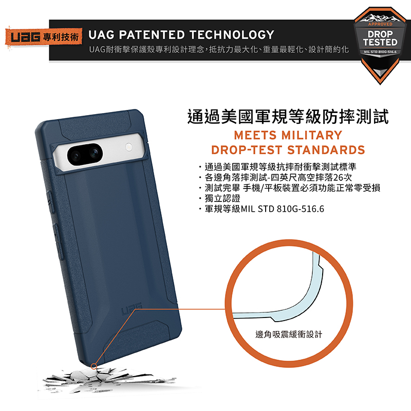 UAG Google Pixel 7a 耐衝擊保護殼-藍- PChome 商店街